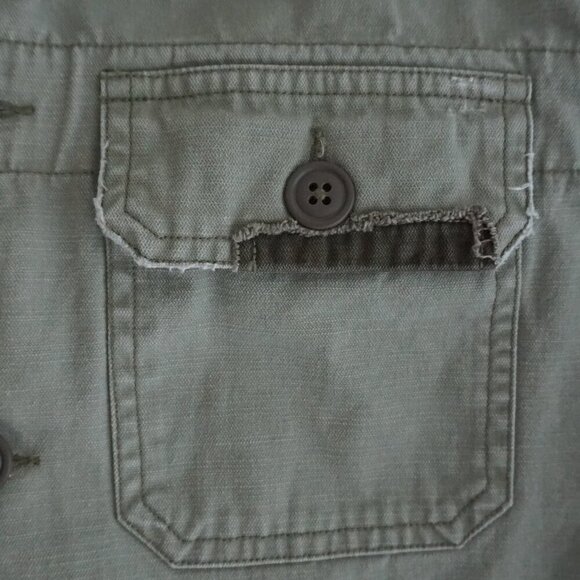Y2K Abercrombie & Fitch Olive Green Button Up Distressed Outdoor Safari Jacket M - Picture 7 of 11